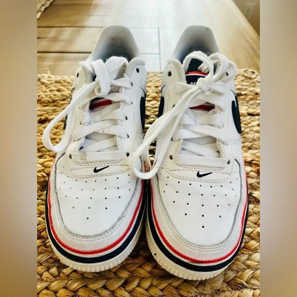 Nike Air Force 1 LV8 1 GS White Concord Ribbon White Boys Size 3.5 CW0984-100